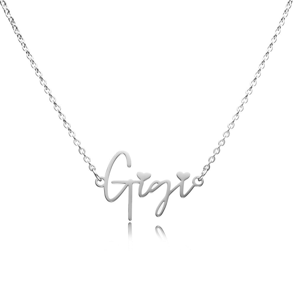 Yooborn Grandma Necklace Gigi Jewelry Gifts Stainless Steel Cutout Gigi Letter Pendant Necklace Birthday Valentine's Mother's Day Gifts for Grandmothe