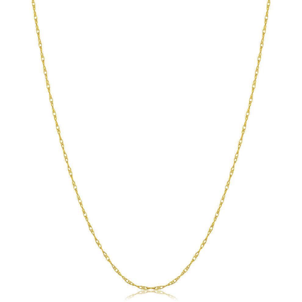 Kooljewelry 14k Yellow Gold Rope Chain Pendant Necklace (0.8 mm  18 inch)