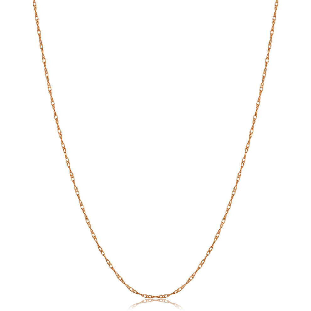Kooljewelry 14k Rose Gold Rope Chain Pendant Necklace (0.8 mm  18 inch)