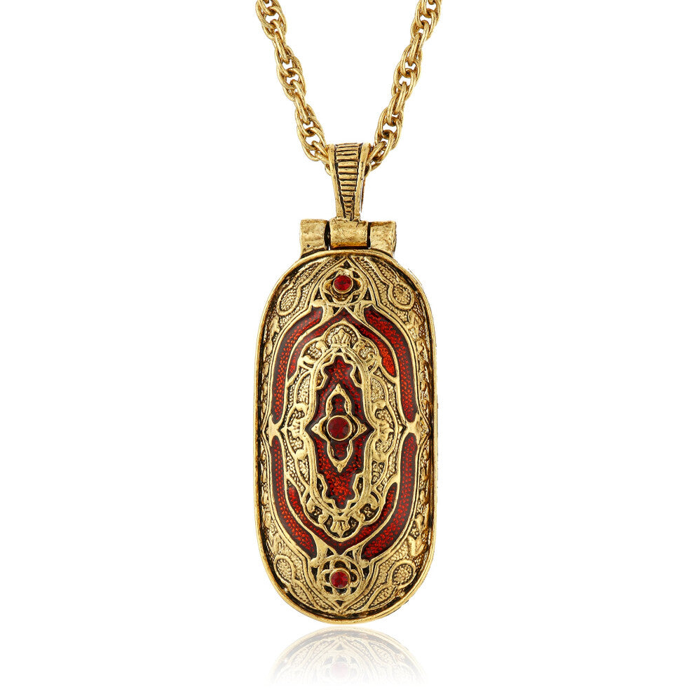 Symbols of Faith """"Inspirations"""" 14k Gold-Dipped Red Swing Open Enclosed Crucifix Pendant Necklace