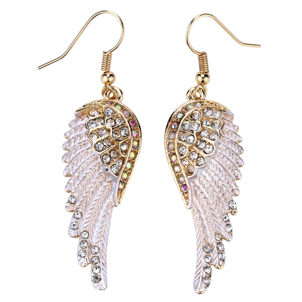 Szxc Women's Crystal Guardian Angel Wings Hypoallergenic Dangle Earrings Biker Jewelry - 2 1-4 inch