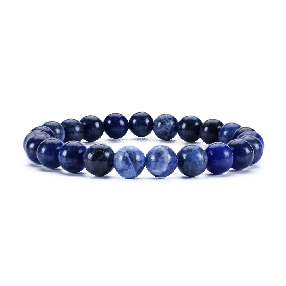 Cherry Tree Collection - Small  Medium  Large Sizes - Gemstone Beaded Bracelets For Women and Men - 8mm Round Beads (Sodalite - Medium)