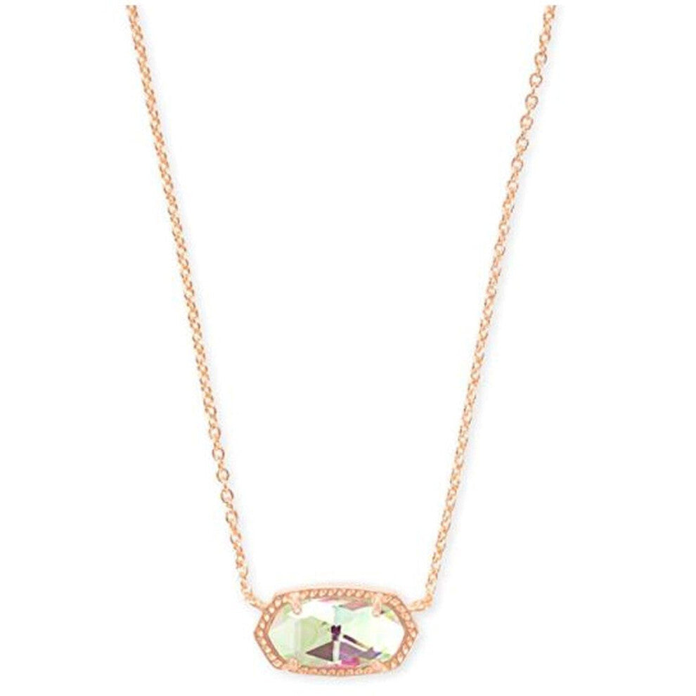 Kendra Scott Elisa Pendant Necklace for Women  Fashion Jewelry  14k Rose Gold-Plated  Dichroic Glass