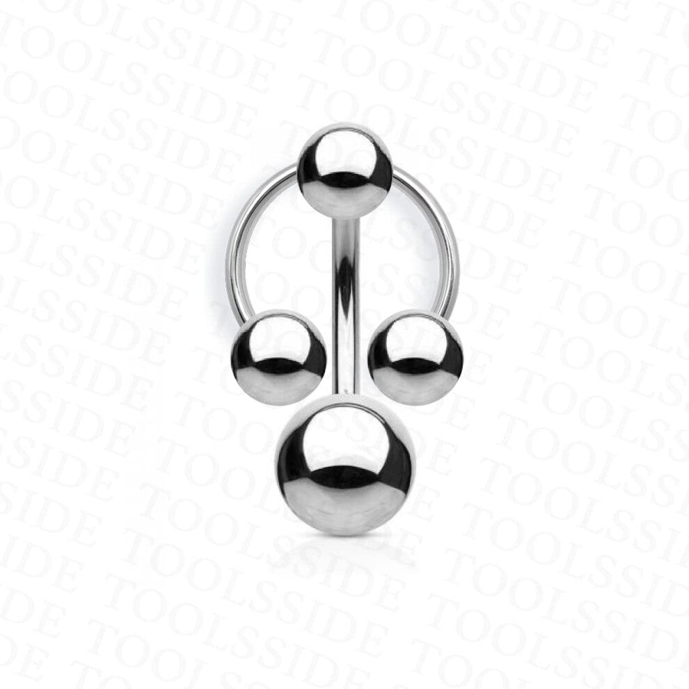 TOOLSSIDE Jewelry for Special Moments with 4 Balls - Piercing Jewelry for Women - Belly Button Ring 14 gauge  Stainless Steel Belly Button Rings  Nave