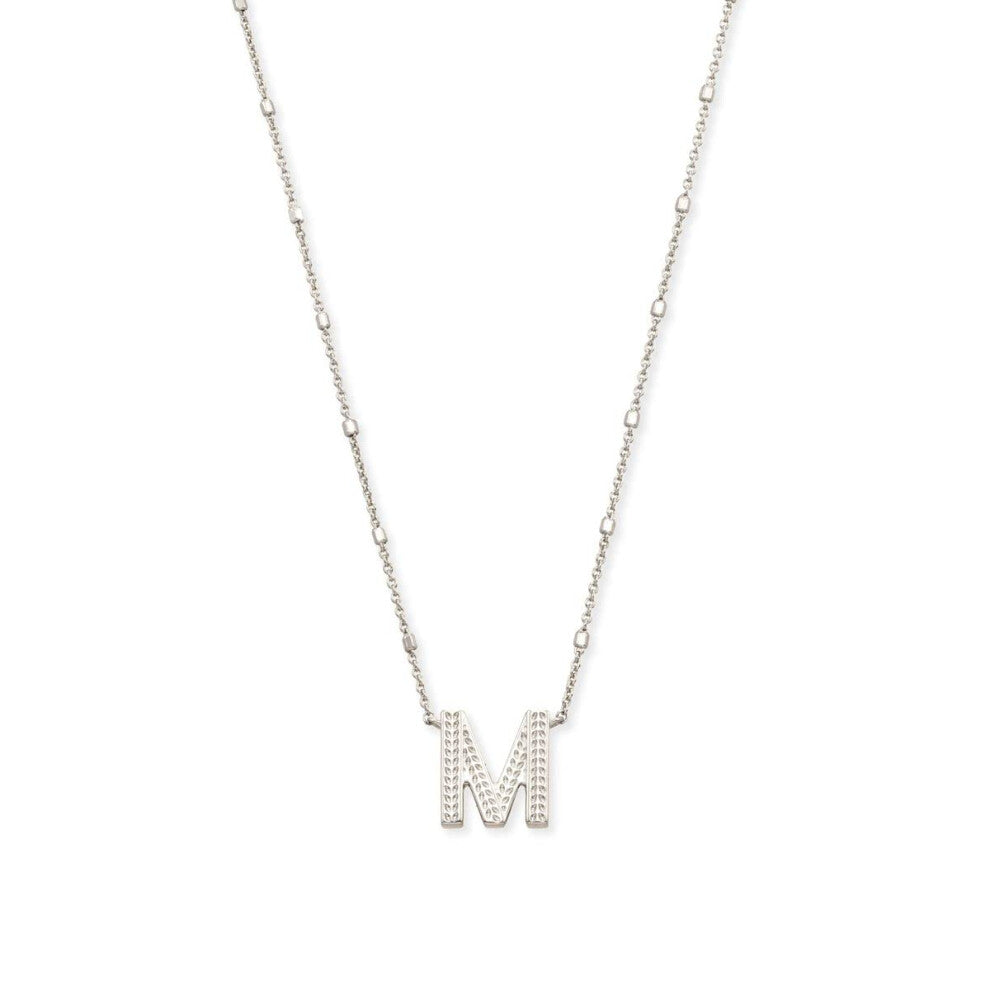 Kendra Scott Letter M Pendant Necklace for Women  Fashion Jewelry  Rhodium-Plated Brass  Rhodium Metal  Letter M