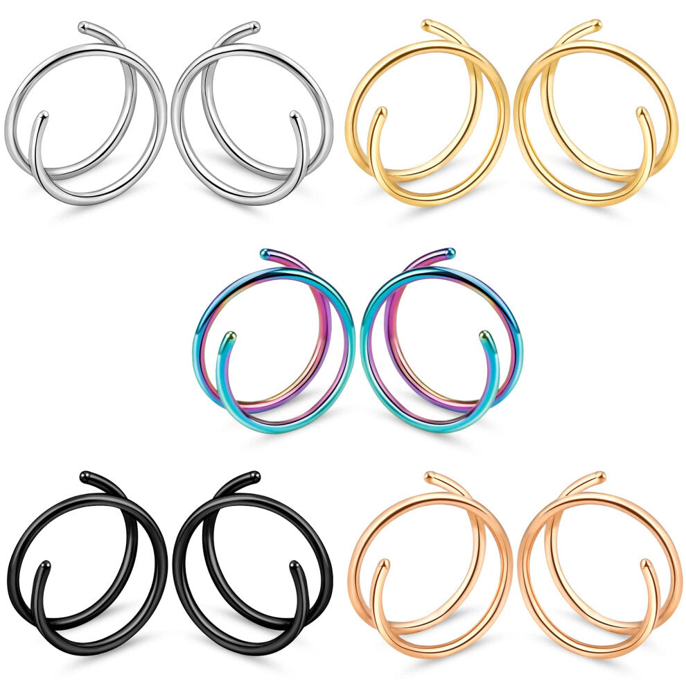 ONESING 10 Pcs 20G Double Hoop Nose Ring for Single Piercing Nose Rings Hoops Double Nose Rings for Women Nose Ring Hoop for Women Nose Piercing Jewel