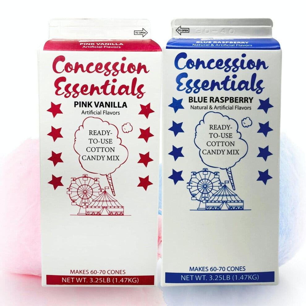 Concession Essentials - CE Floss Sugar -2pk Cotton Candy Floss Sugar 2 Pack (Pink Vanilla and Blue Raspberry)