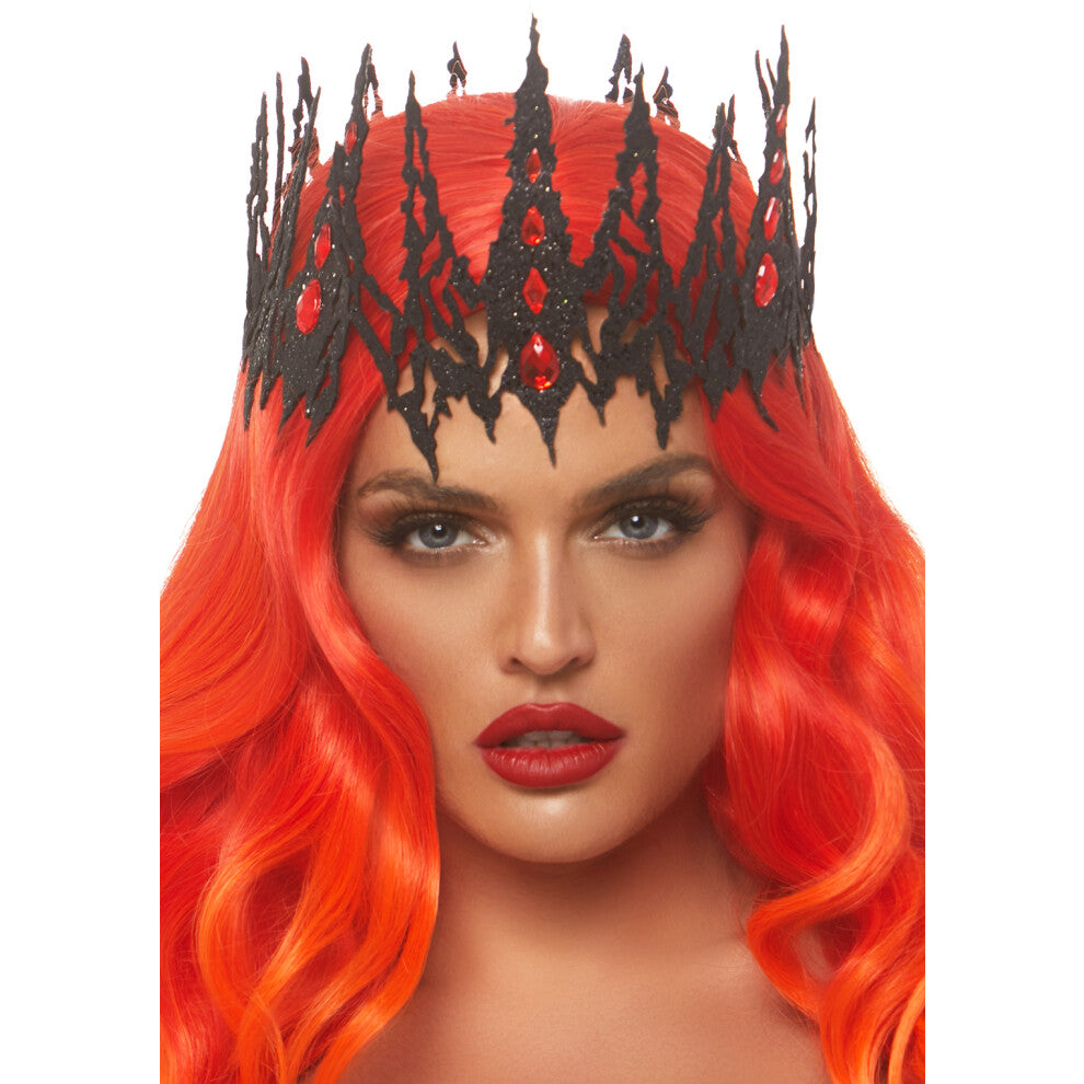 Leg Avenue Glitter die cut jeweled crown. Black Color