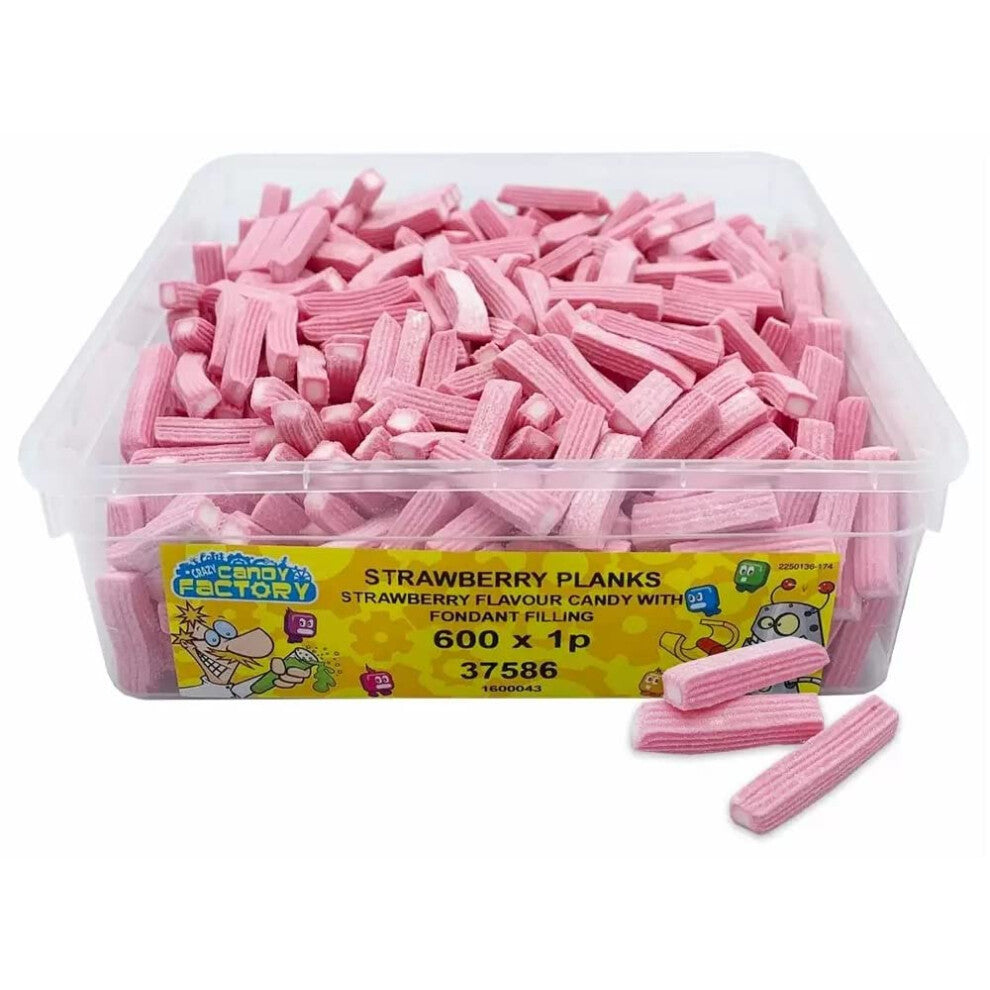 Dairy Free Strawberry Planks Sweets Tub - 780g Fondant Centre Flavoured Candy