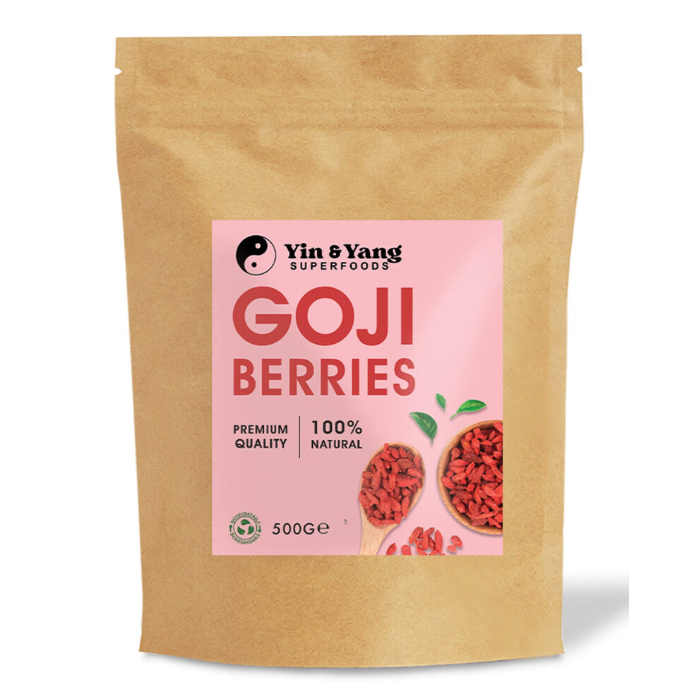 Premium Goji Berries 500g, by Yin & Yang Superfoods. Premium Quality, Delicious Sweet Flavour, 100% Natural, High in Vitamins, Minerals & Antioxidants