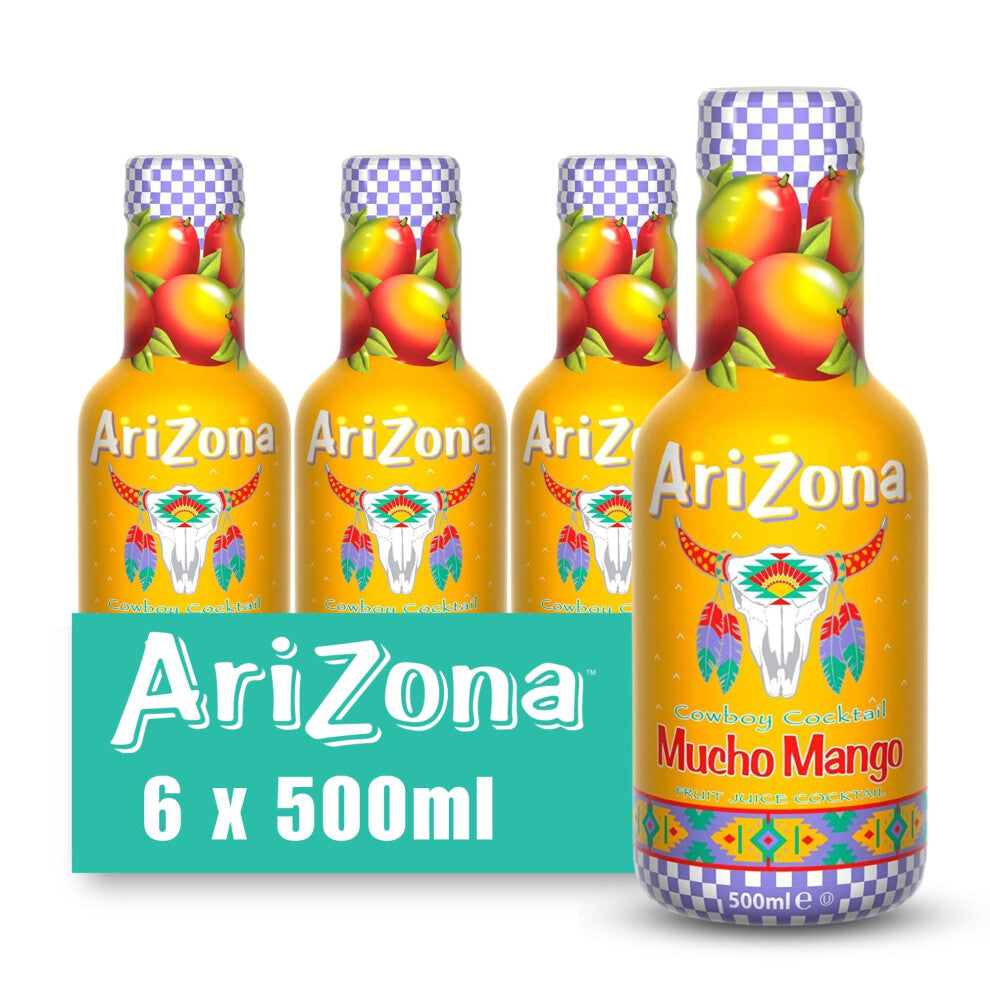 Arizona Mucho Mango Fruit Juice, Pack of 6 x 500ml PET Bottles, Delicious Fruity Drink, No Artificial Flavours or Preservatives