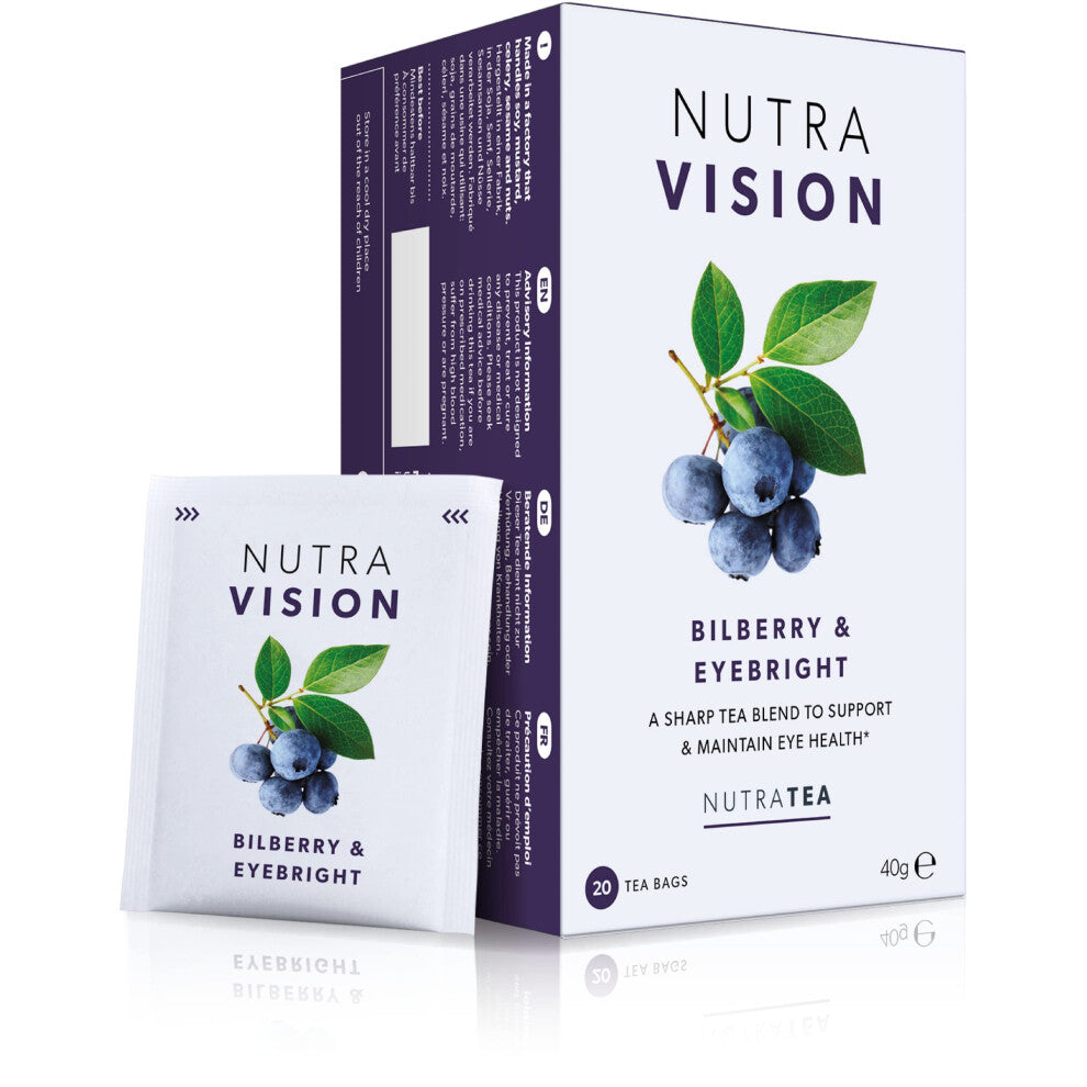 NUTRAVISION Eye Support Tea Eye Care Health Supplement Includes Eyebright Bilberry & Green Tea 60 Enveloped Tea Bags by Nutra Tea Herbal Tea (3 Pack)