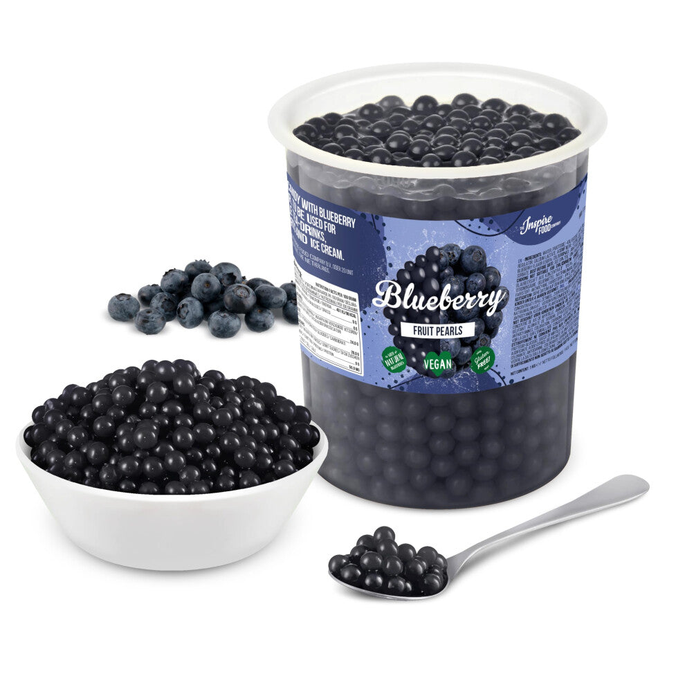 The Inspire Food Company Bubble Tea 1 KG Blueberry Bubble Real Fruit Juice for Shakes Dessert Smoothie 100% Vegan & Glutenfree No Artificial Colors