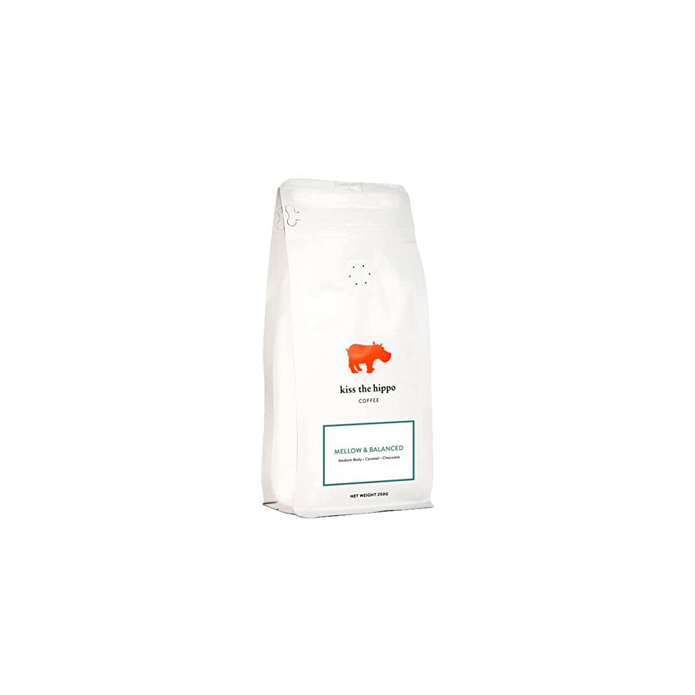 Kiss the Hippo Mellow & Balanced Coffee Single Origin Whole Beans Organic Carbon Filter Suitable For Milk Notes of Chocolate Red Apple Orange 250 gr