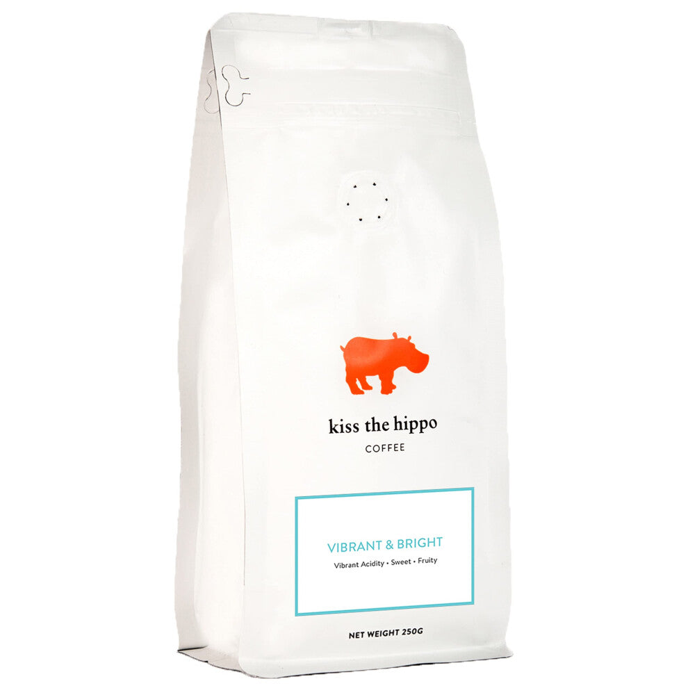Kiss the Hippo Vibrant and Bright Coffee Single Origin Whole Beans Cafetiere Filter Suitable For Milk Notes of Red Apple Orange Floral 250 gr