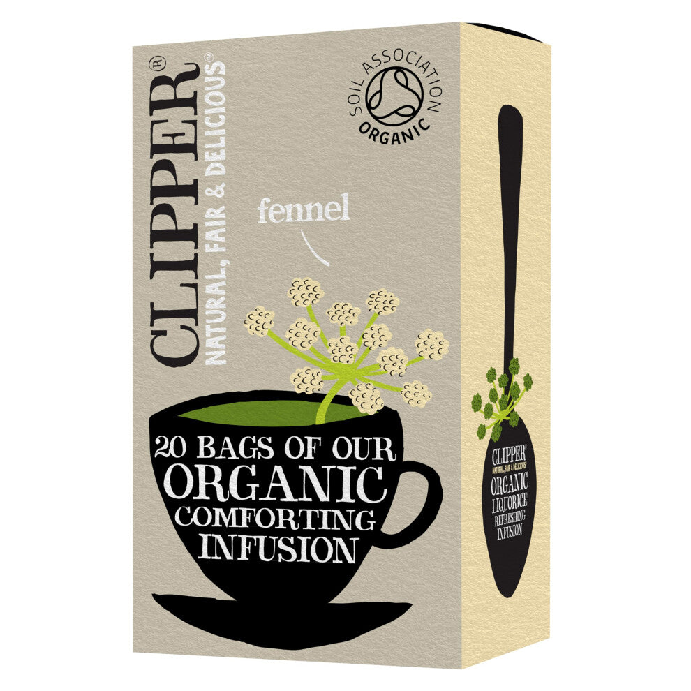 Clipper Organic Fennel Tea Bags 20 Infusion Teabags Pure Caffeine Free Tea Eco-Conscious Herbal Tea Bags Natural & Biodegradable in Heat Sealed Bag