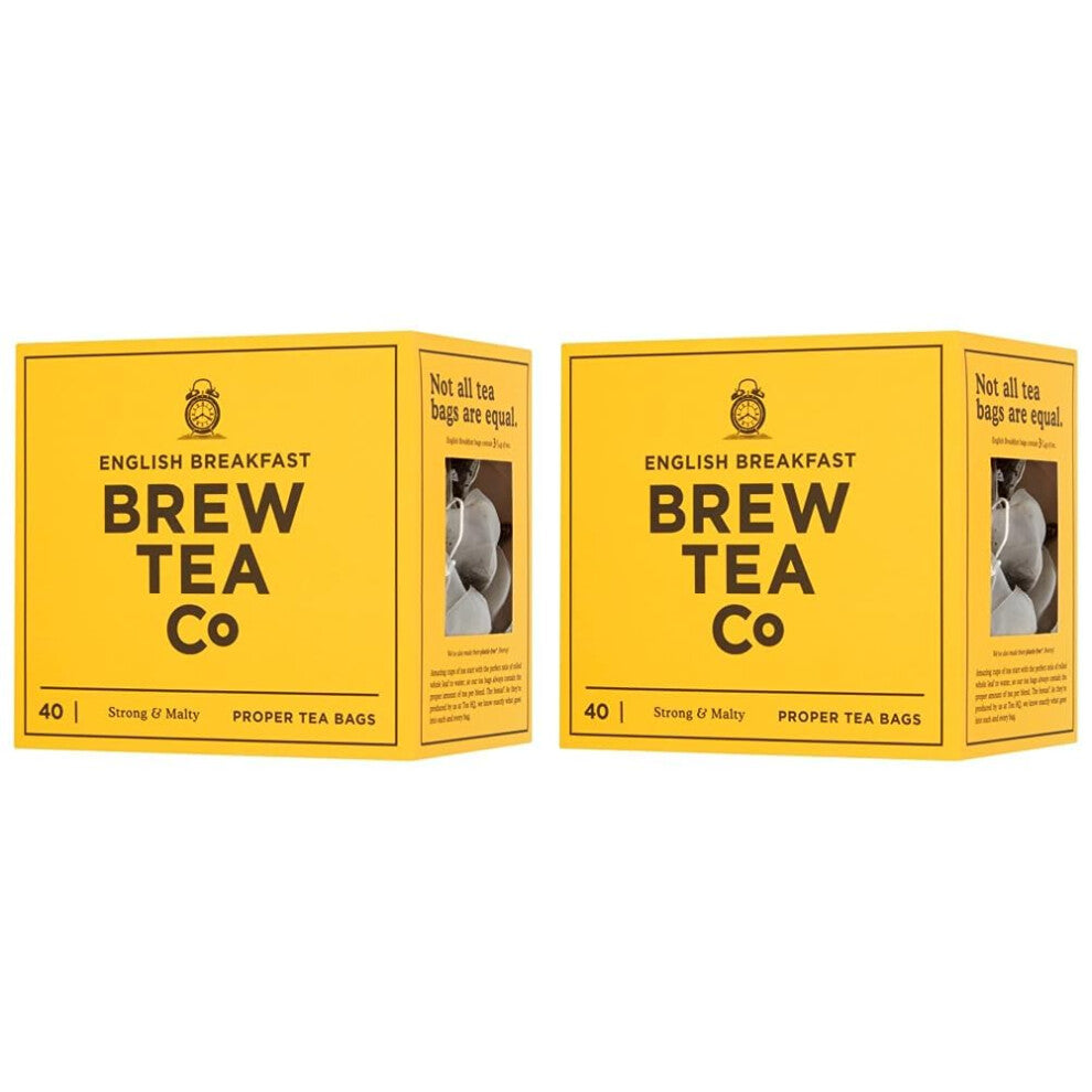 Brew Tea Co - English Breakfast Proper Tea Bags - Strong and Malty - 40 Tea Bags (Pack of 2)