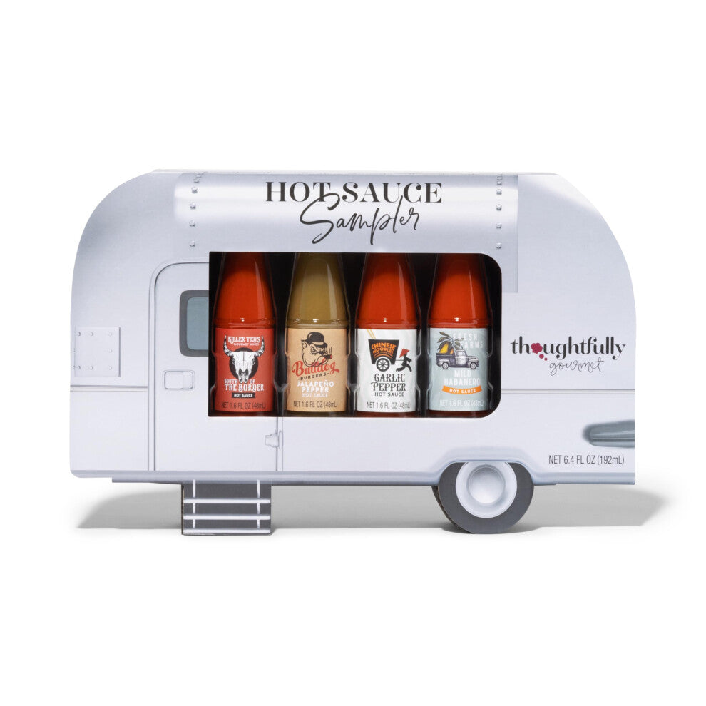 Thoughtfully Gourmet, Air Stream Foodie Finds Hot Sauce Sampler Gift Set, Flavours Include Mild Habanero, Garlic Pepper, Jalapeno Pepper and South of