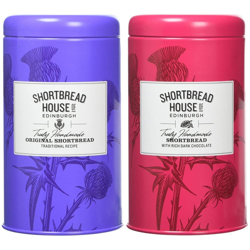 Shortbread House of Edinburgh, Handmade Original Shortbread Biscuits, 140g Tin & | Handmade Shortbread with Dark Chocolate | 140g Tin