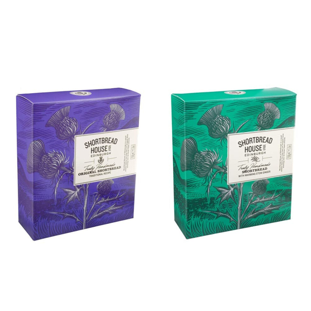 Shortbread House of Edinburgh, Mini Handmade Scottish Shortbread Biscuits, 150 g & Handmade Mini Shortbread Biscuits with Warming Stem Ginger, 150 g