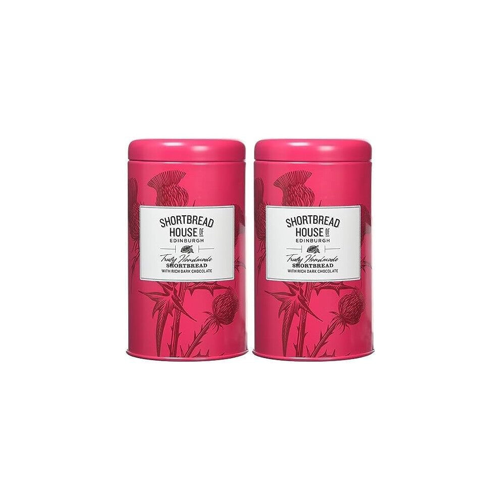 Shortbread House of Edinburgh | Handmade Shortbread with Dark Chocolate | 140g Tin (Pack of 2)