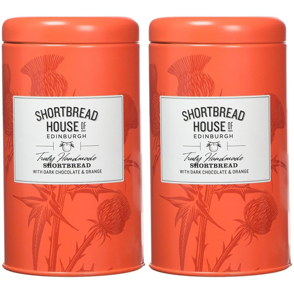 Shortbread House of Edinburgh | Truly Handmade Shortbread with Dark Chocolate & Orange | 140g Tin (Pack of 2)