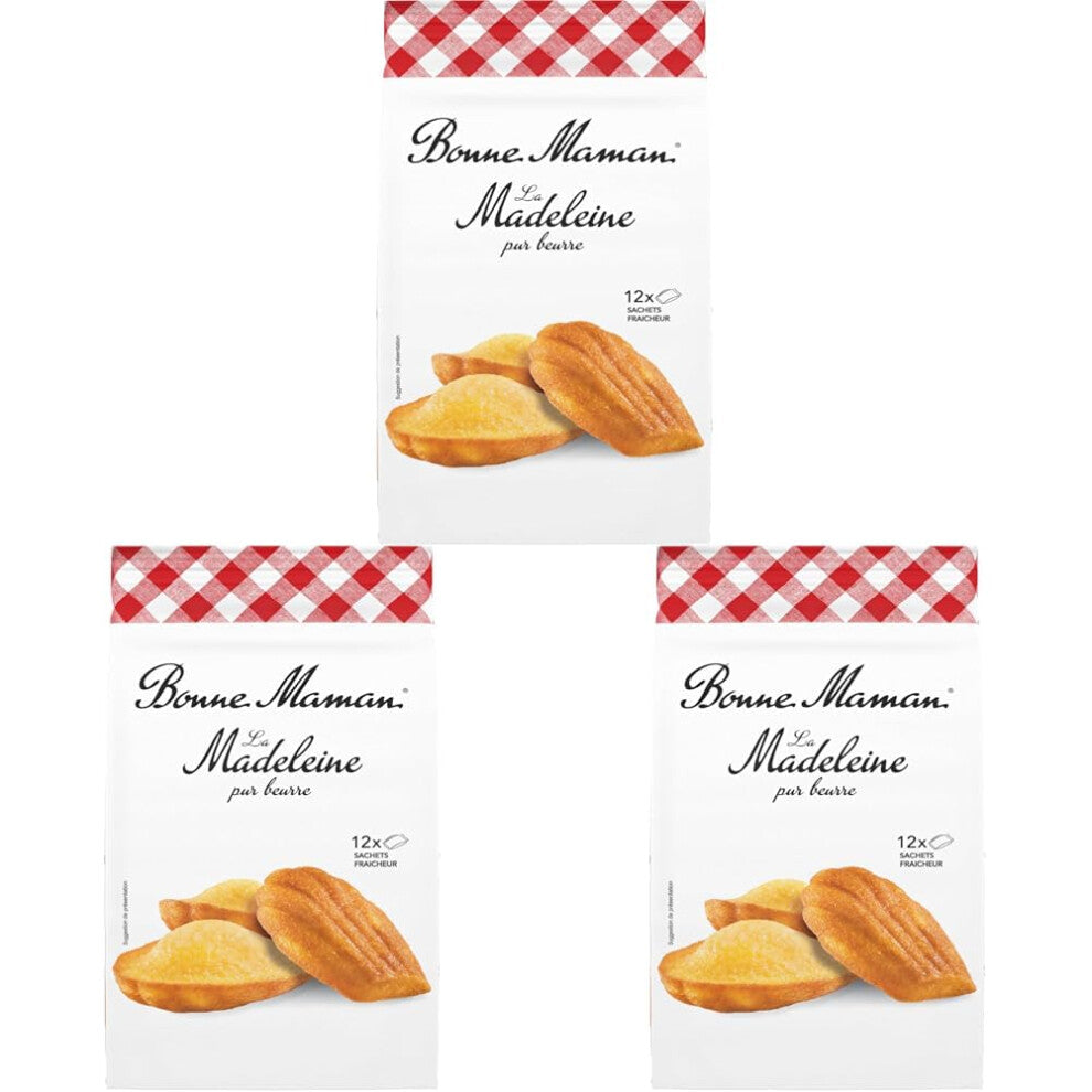 Bonne Maman - Original Pure Butter French Madeleines - Madeleines Pur-Beurre - 12 Pieces wrapped in individual bags - 300g (Pack of 3)
