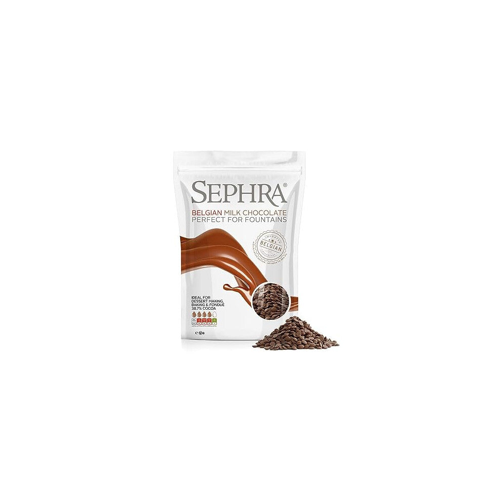 Sephra Giles and Posner 450g Belgian Milk Couverture Chocolate Callets-Drops-Chips for Fountains, Melting, Baking, Fondue, Chocolate Making, Pastries