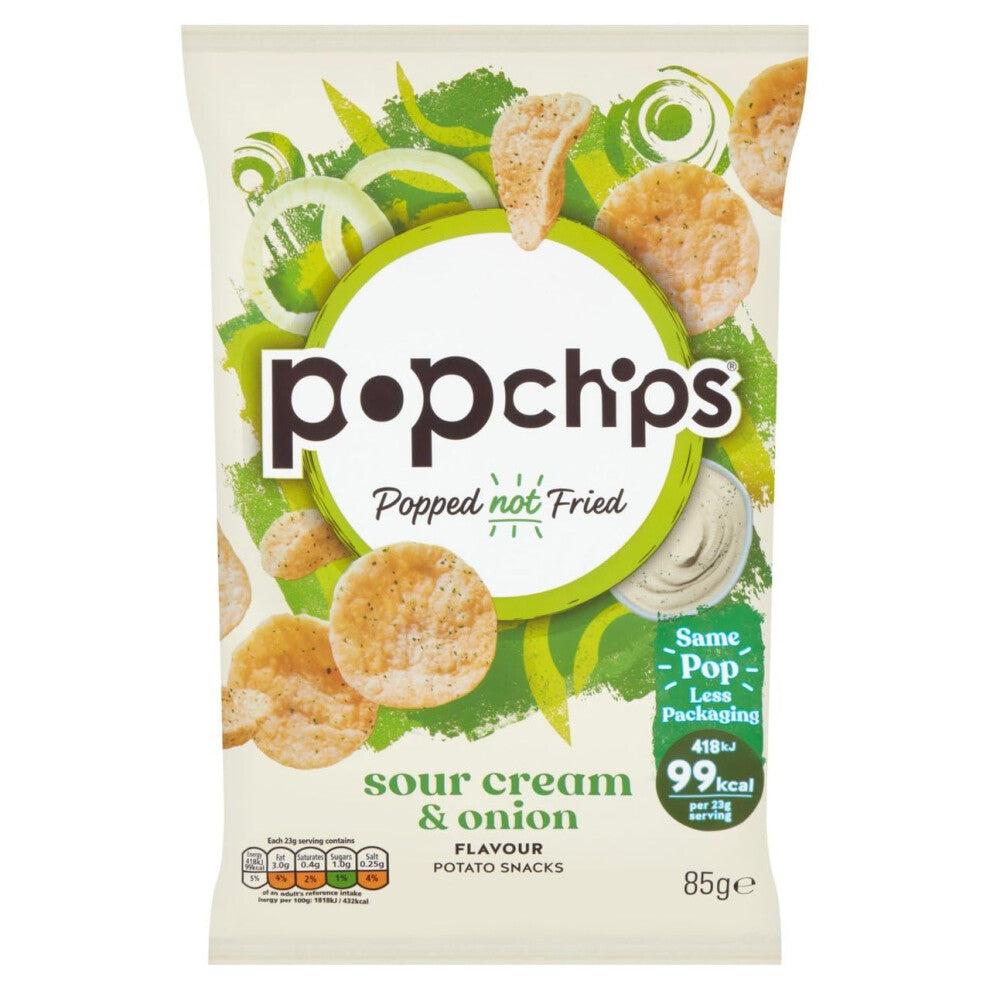 Popchips Sour Cream and Onion Popped Potato Chips 85 g (Pack of 8) 701415-1111