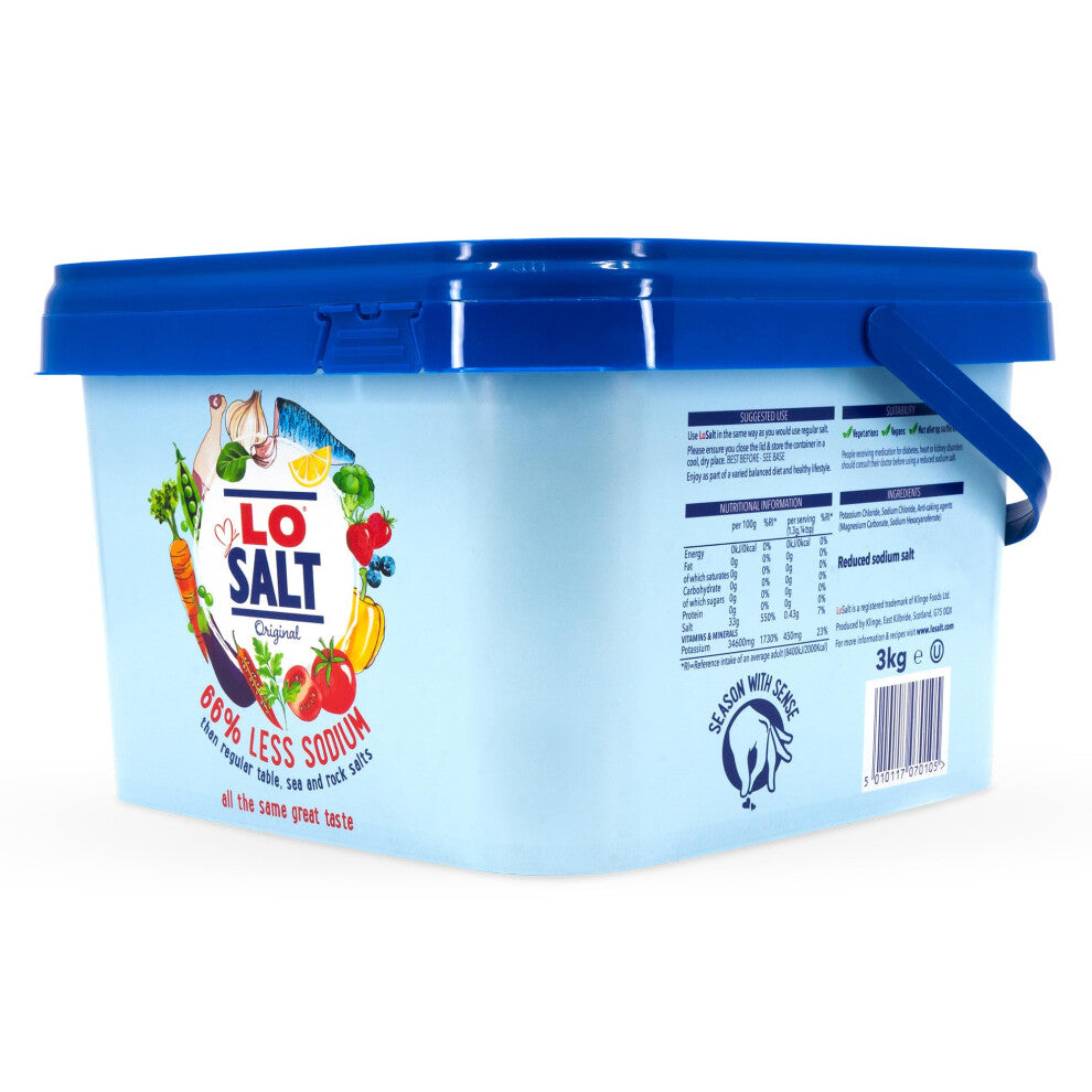 LOSALT ? Reduced Sodium Salt | Original (non-iodised) | Great Tasting Salt Alternative-Substitute with 66% less sodium | 3kg drum (pack of 1)