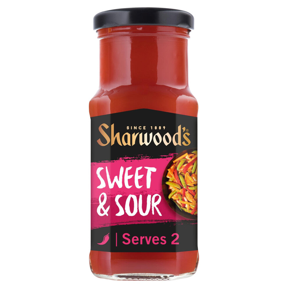 Sharwood's Sweet and Sour Stir Fry Cooking Sauce, 195 g Jar (Pack of 6)