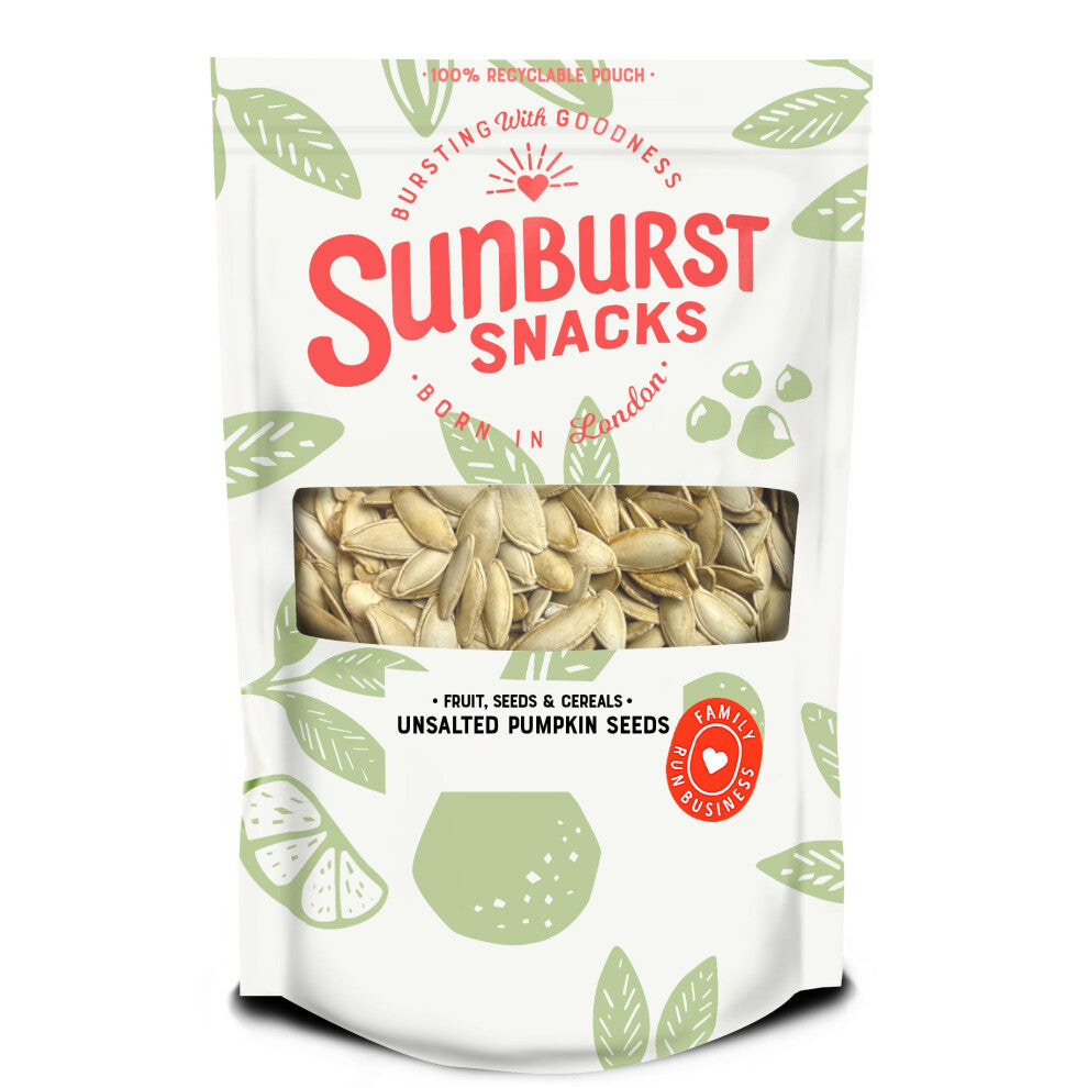 Sunburst Snacks Pumpkin Seeds Roasted & Unsalted, Gluten Free, Vegan & High Protein Snack, Recyclable & Resealable Pouch, 1KG