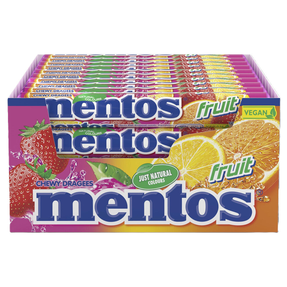 Mentos Fruit Flavoured Soft Chews, Party Sweets With Natural Colours, Suitable for Vegetarians - 40 Rolls