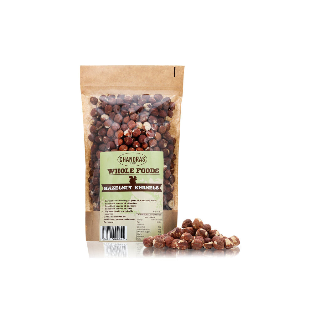 Chandra Whole Foods - Hazelnuts 1KG - Low-GI Quality Raw Hazelnut for Snacking, Smoothies, Baking, Cooking & Chocolate Creations - Gluten-Free & Keto,