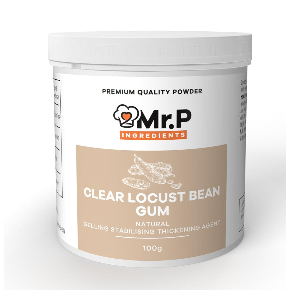 Mr.P Ingredients Locust Bean Gum 100g Powder Vegan-Friendly Stabilizer Texture Enhancer Thickener Gelling Agent Ideal for Confectionery Sauces