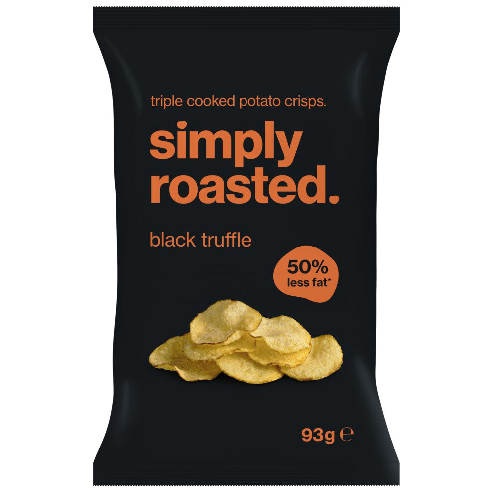 Simply Roasted - Black Truffle Crisps | 6 x 93g Sharer Bags | 50% Less Fat | Low in Salt | Triple Cooked British Potato