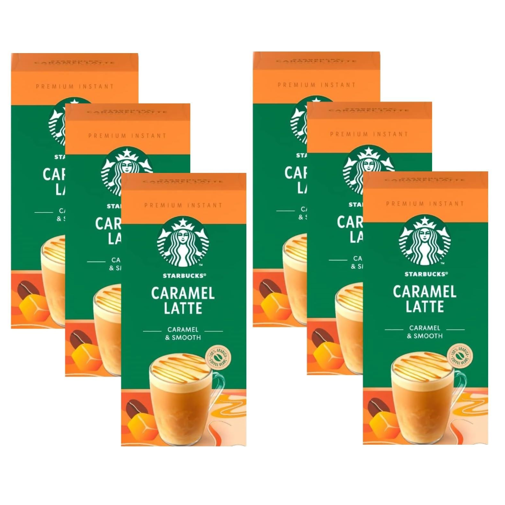 Starbucks Caramel Latte Premium Instant Coffee, 5 Sachets, (Pack of 6, Total 30 Sachets)