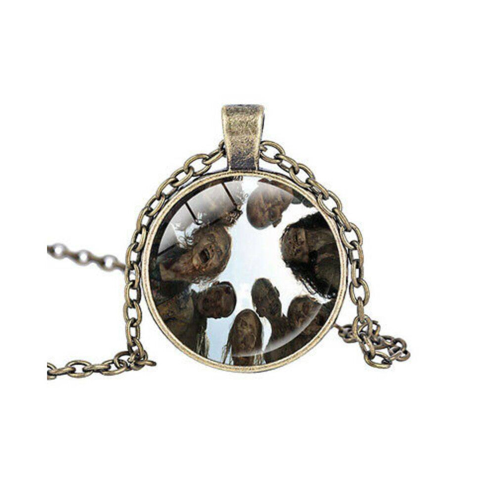 (Style E) Zombie The Walking Dead Cabochon Tibetan Bronze Glass Decor Pendant Necklace