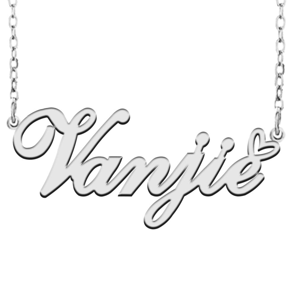RONKAHSHOW Vanjie Custom Name Necklace Customized Personalized Pendant Name Necklace with Heart Name Necklace for Women Best Gift for Girl Birthday Mo