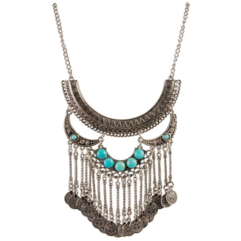 Forum Novelties Women's Western Necklace-Silver-Turquoise Party Supplies, Standard