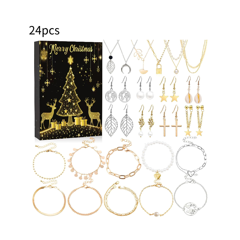 (Style C) Christmas Calendar Advent Blind Box Beaded Unicorn Girls Gift Jewelry Surprise