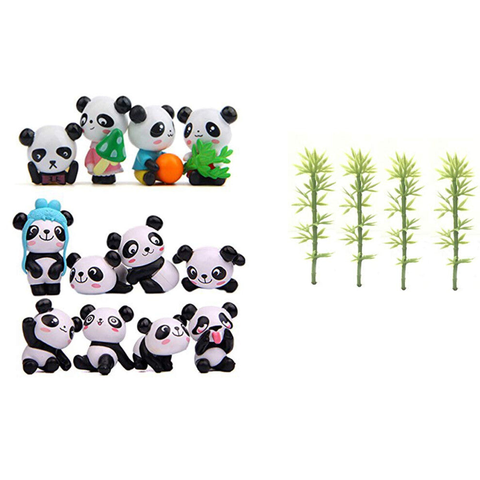 32 Pcs Cute Panda Toys Figurines Playset and Emulation Simulation Bamboo  Cupcake Toppers  Cake Decorations