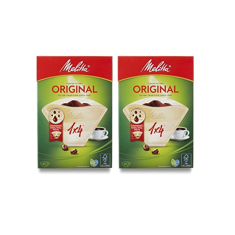 Melitta 13316152 Pack Original Size 1x4, 80, Filter Coffee Makers, Brown, Paper