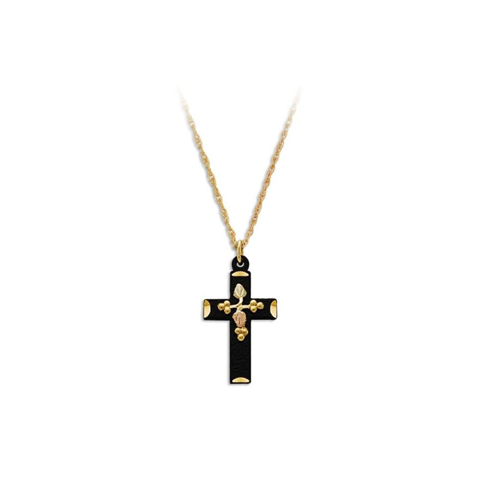 Landstroms GLCR633 Black Hills Gold Black Powder Coat Cross Pendant - 0.56 x 1 in.