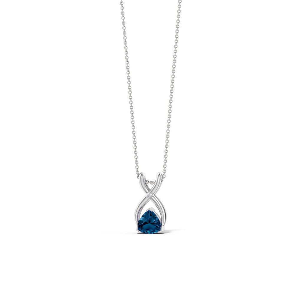ANGARA 0.5 Ct Natural Trillion London Blue Topaz Criss-Cross Pendant Necklace with Chain for Women In Sterling Silver