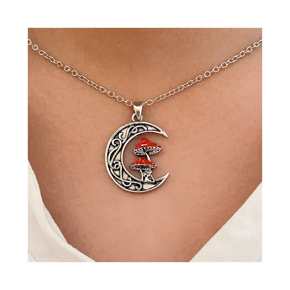 (Necklace) Alloy Fashionable Unique Moon And Cute Red Mushroom Pendant For All Necklace