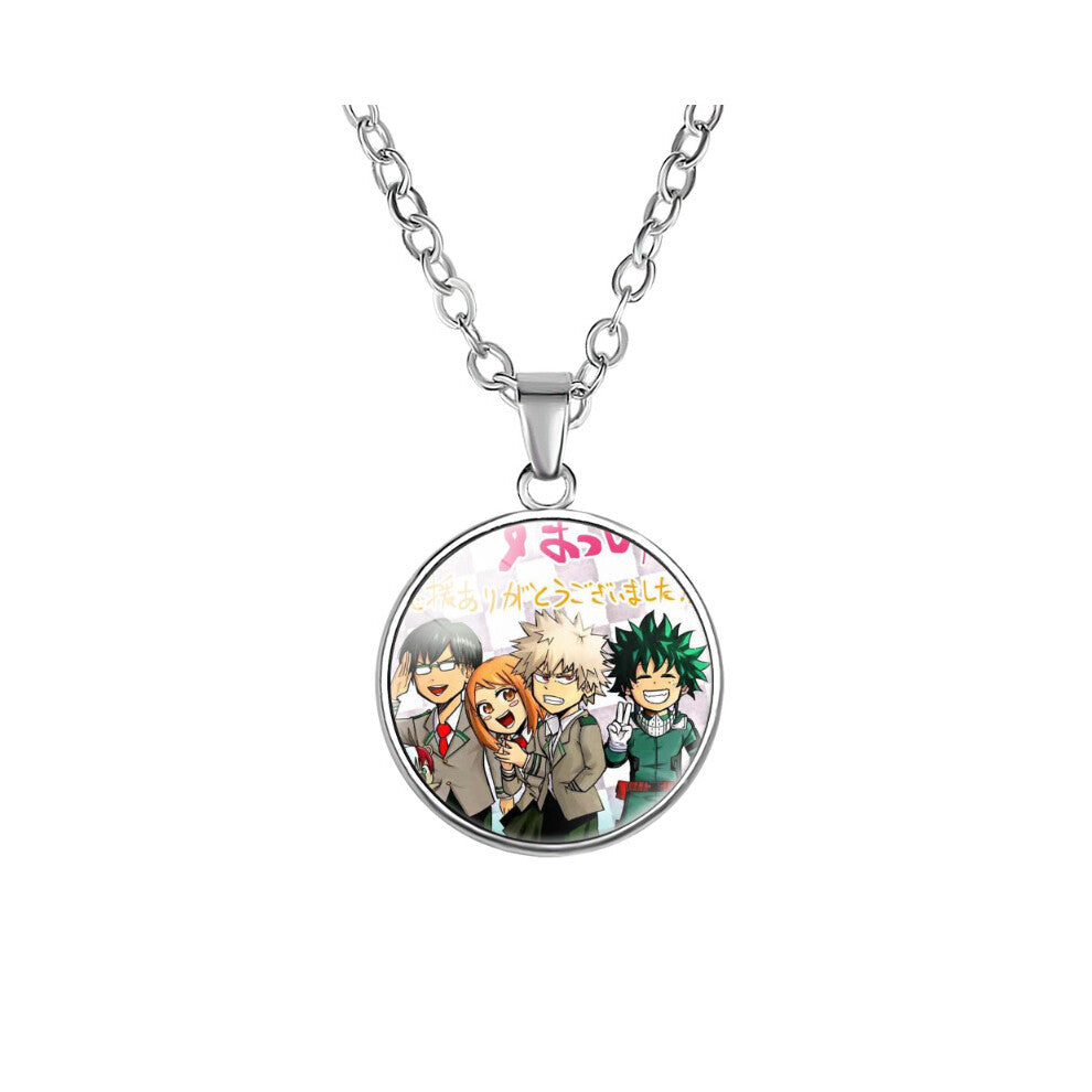 (12) My Hero Academia Necklace Alloy Glass Pendant Japanese Gifts Anime Derivative