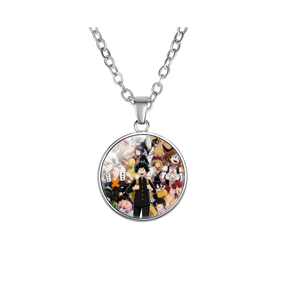 (15) My Hero Academia Necklace Alloy Glass Pendant Japanese Gifts Anime Derivative