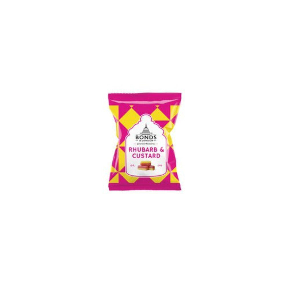Bonds Rhubarb & Custard Bags | Boiled Sweets | Sugar Coated | No Artificial Colour | 130g | (Pack of 6)