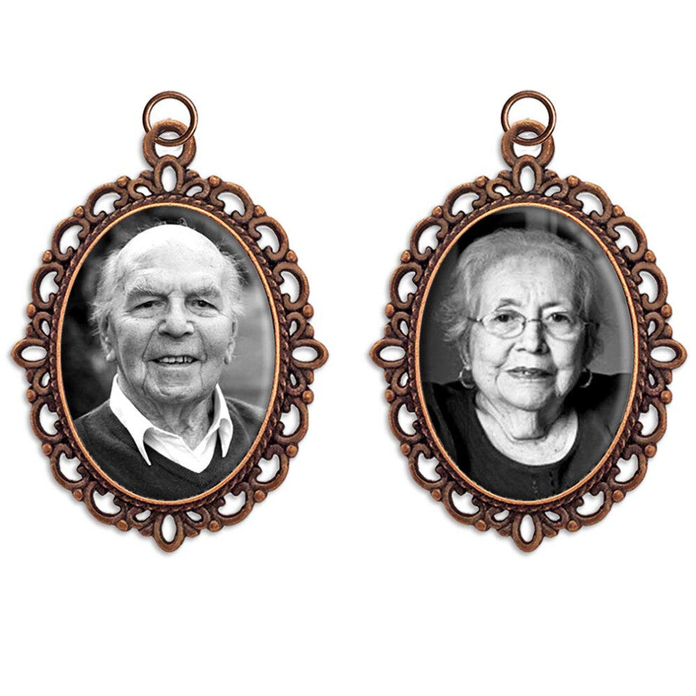 Bridal Wedding Bouquet Photo Charms 2 Pack Copper Picture Frames Memorial DIY Includes Photo Resizing Software